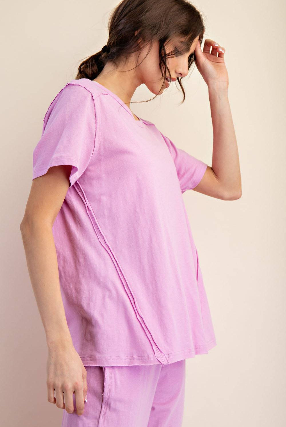 Cotton Slub Shot Sleeve Top - Hype Up