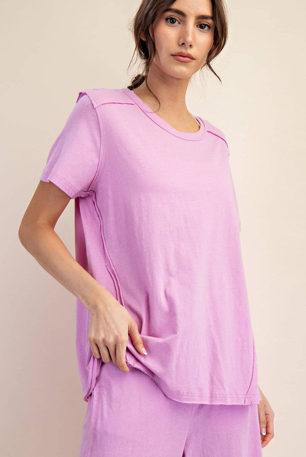 Cotton Slub Shot Sleeve Top - Hype Up