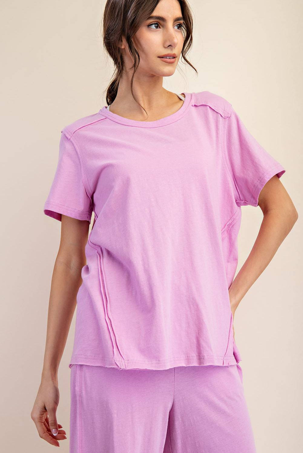 Cotton Slub Shot Sleeve Top - Hype Up