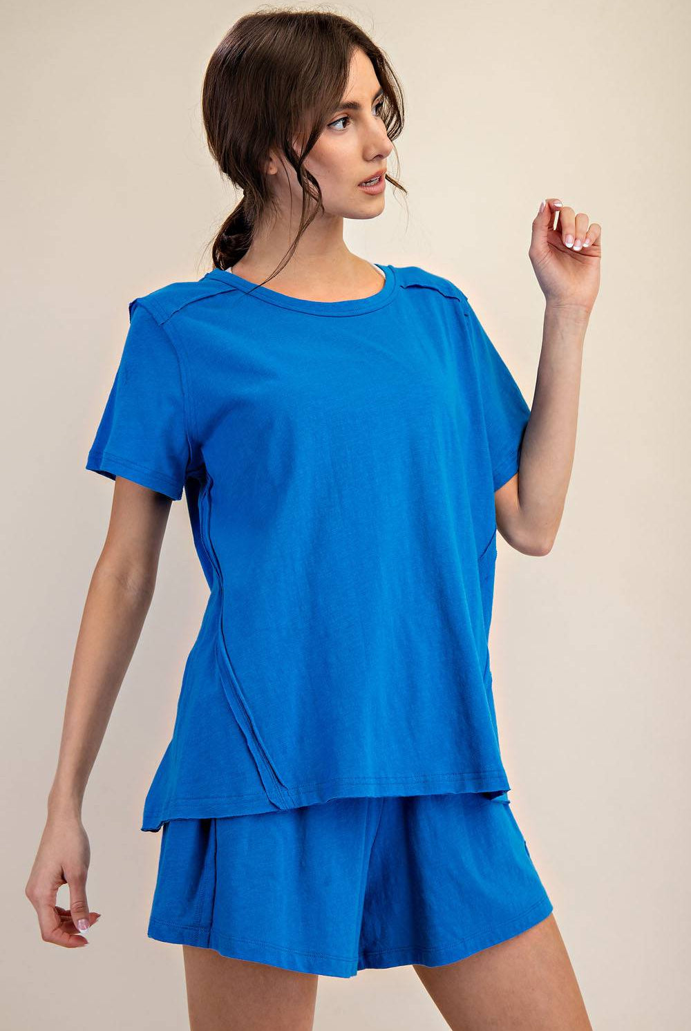 Cotton Slub Shot Sleeve Top - Hype Up