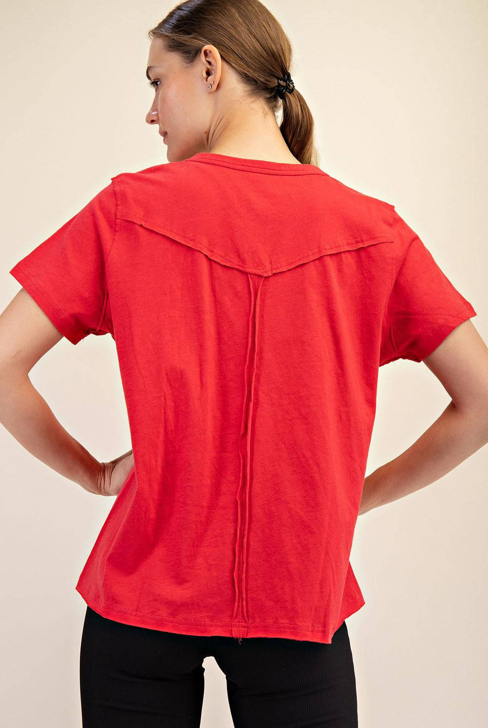 Cotton Slub Shot Sleeve Top - Hype Up