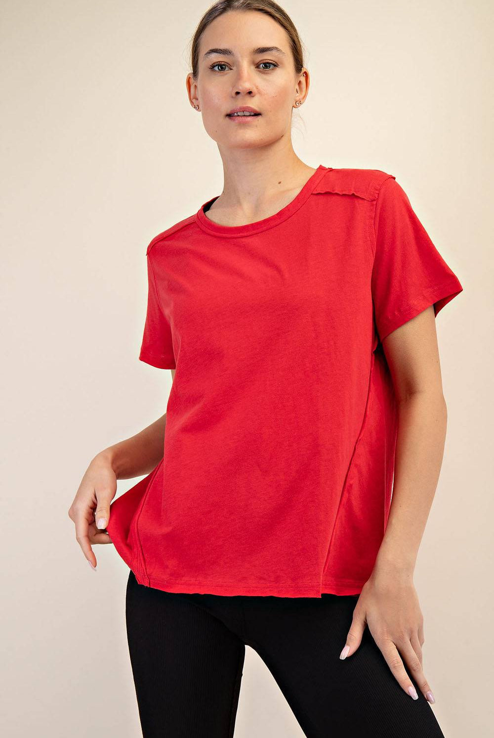 Cotton Slub Shot Sleeve Top - Hype Up