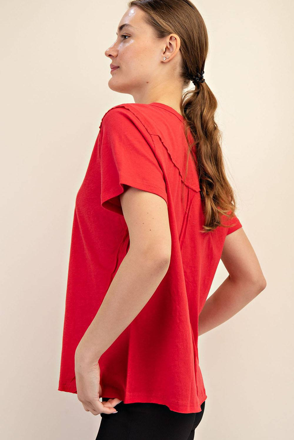 Cotton Slub Shot Sleeve Top - Hype Up