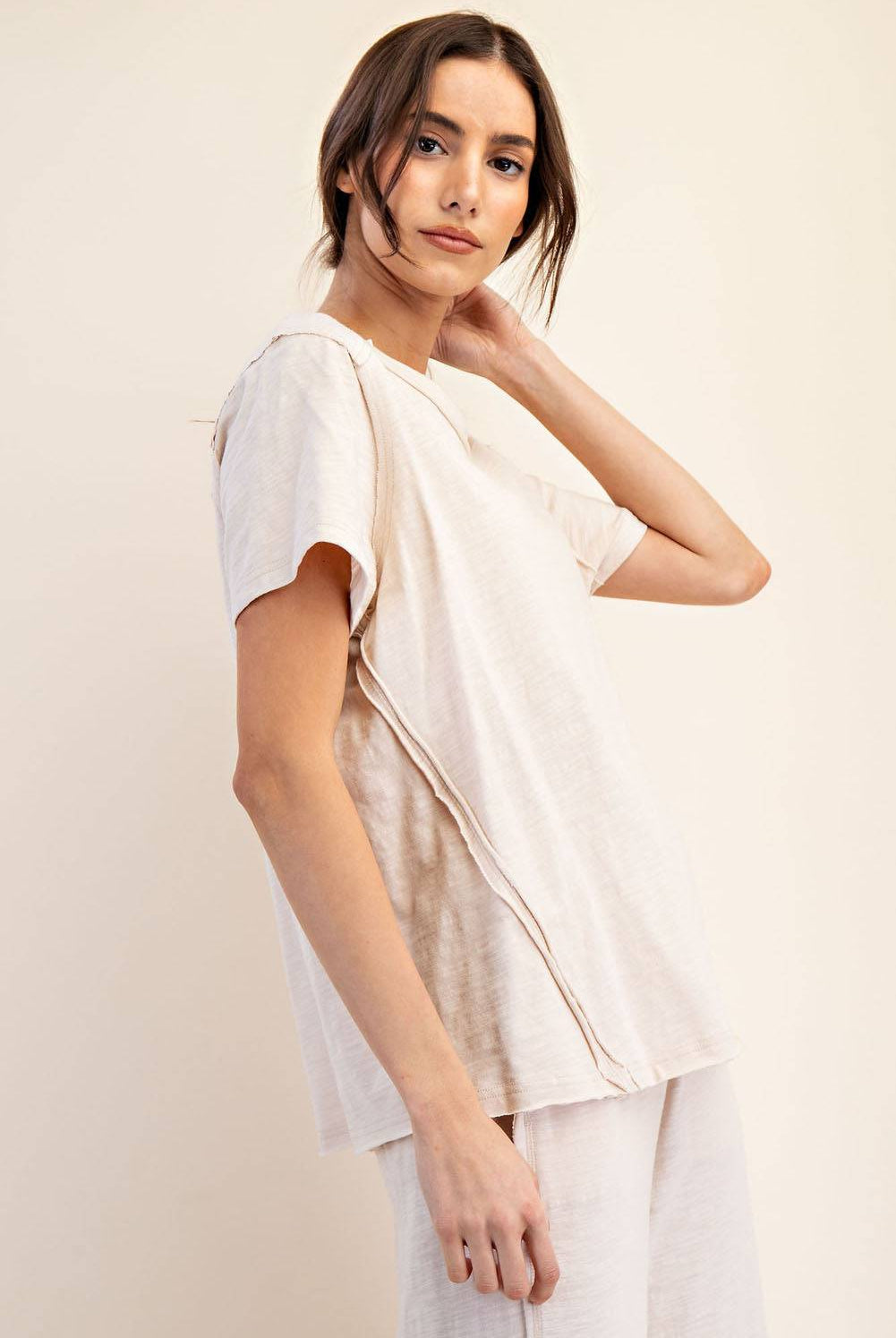 Cotton Slub Shot Sleeve Top - Hype Up