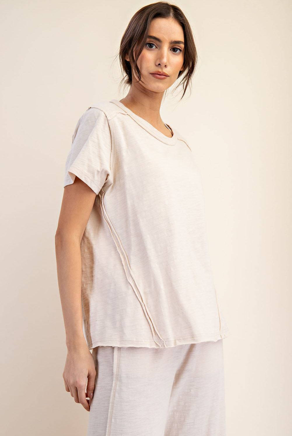 Cotton Slub Shot Sleeve Top - Hype Up