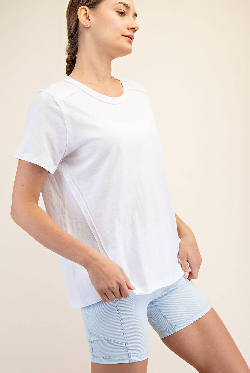 Cotton Slub Shot Sleeve Top - Hype Up