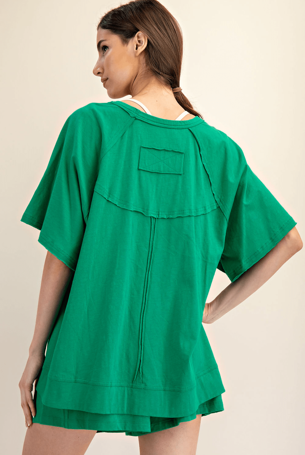 Cotton Slub Oversized Shot Sleeve Top - Hype Up