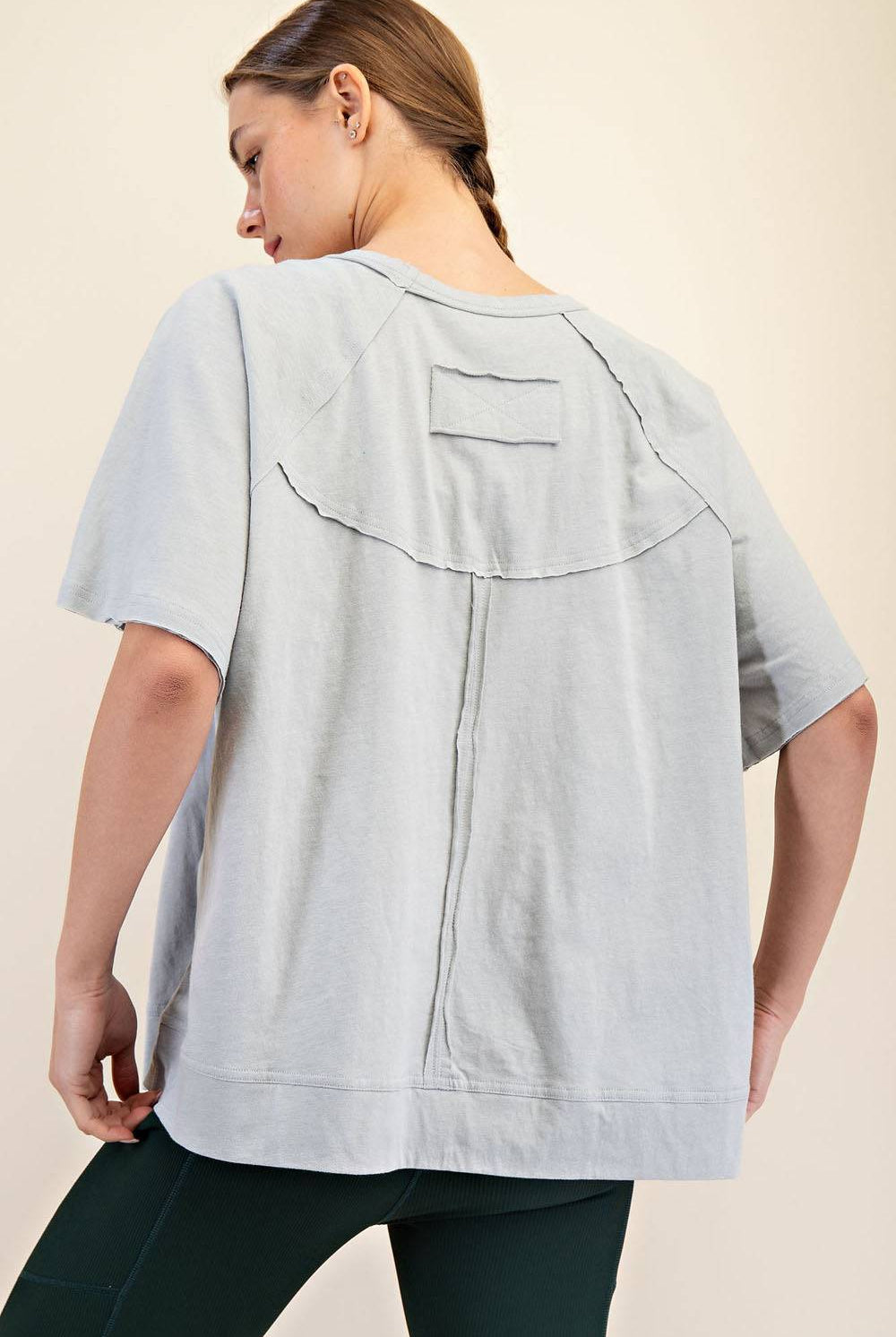 Cotton Slub Oversized Shot Sleeve Top - Hype Up