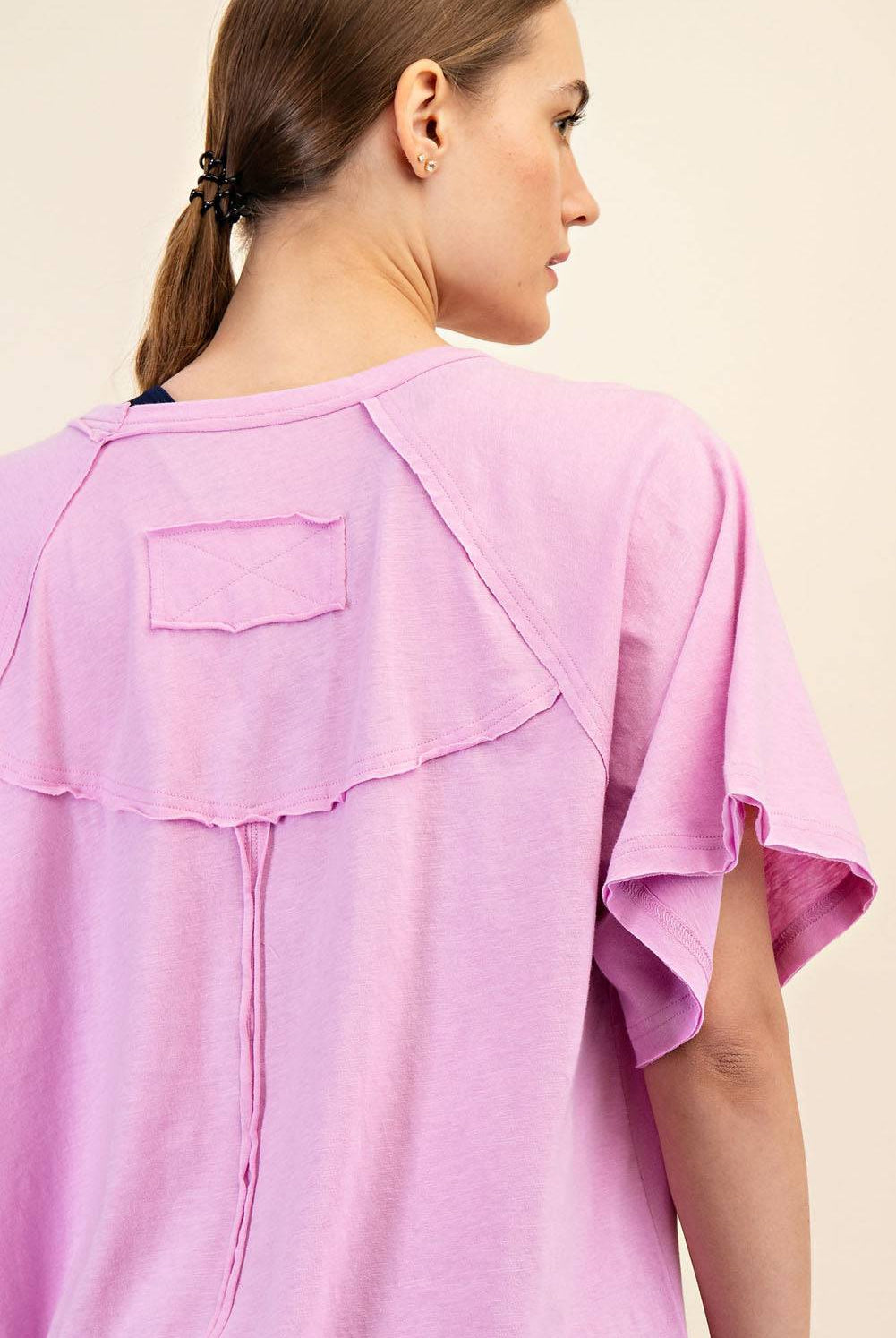 Cotton Slub Oversized Shot Sleeve Top - Hype Up