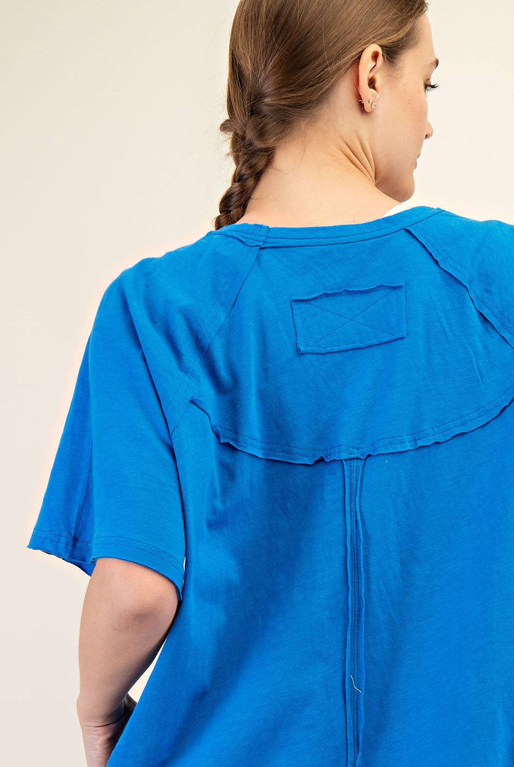 Cotton Slub Oversized Shot Sleeve Top - Hype Up