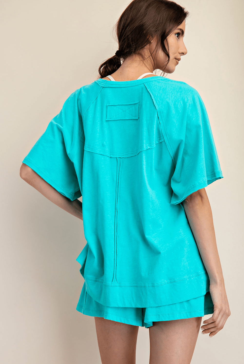 Cotton Slub Oversized Shot Sleeve Top - Hype Up