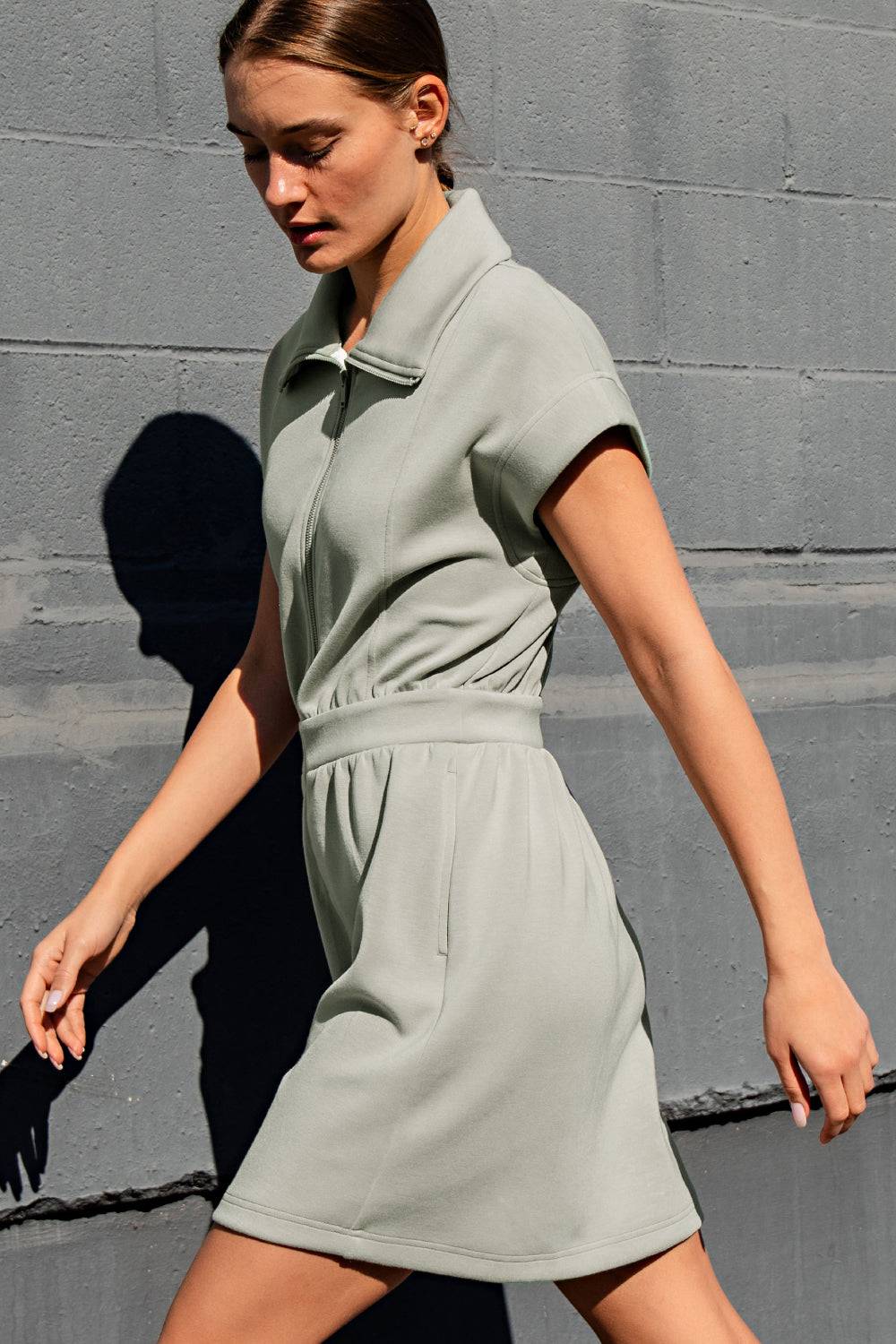 Modal Poly Half Zip Mini Dress - Hype Up