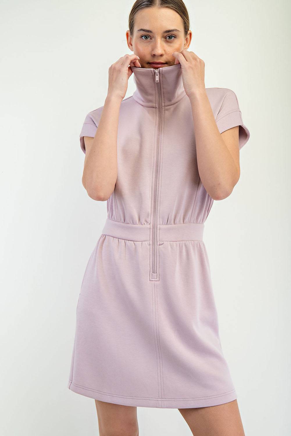 Modal Poly Half Zip Mini Dress - Hype Up