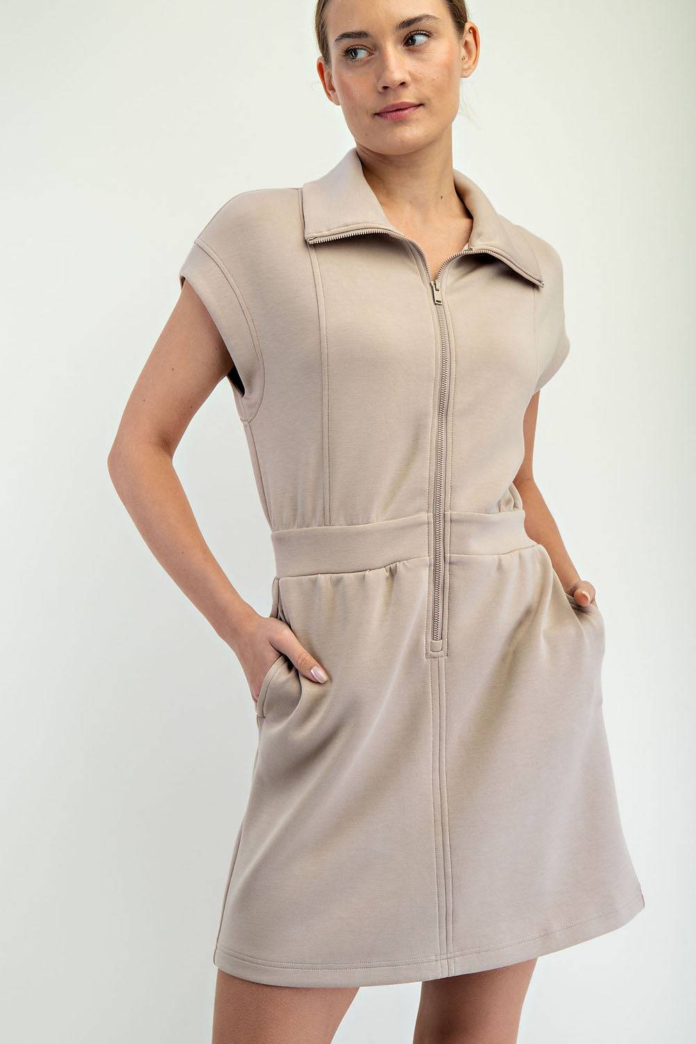 Modal Poly Half Zip Mini Dress - Hype Up