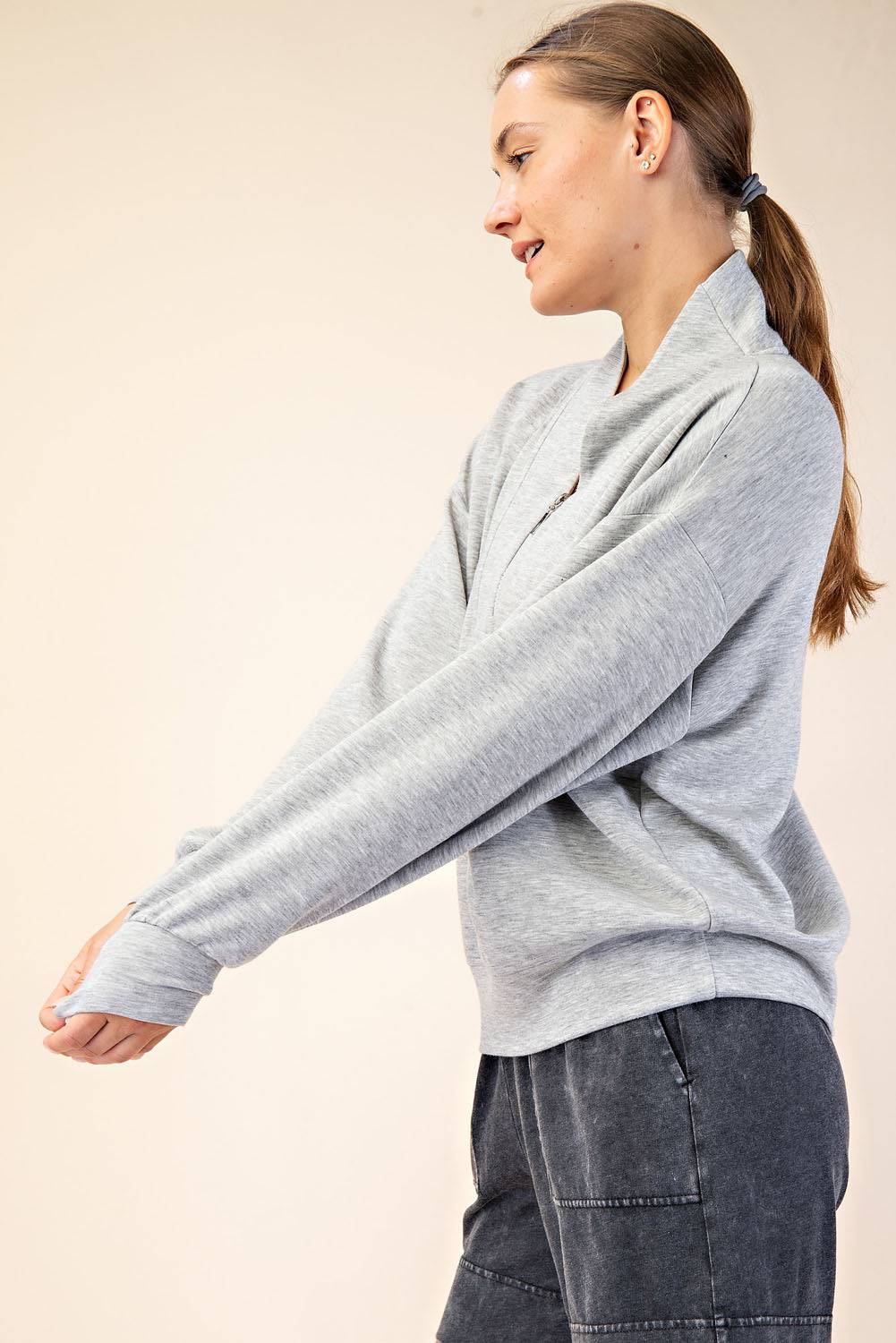 Modal Scuba V-neck Jacket - Hype Up