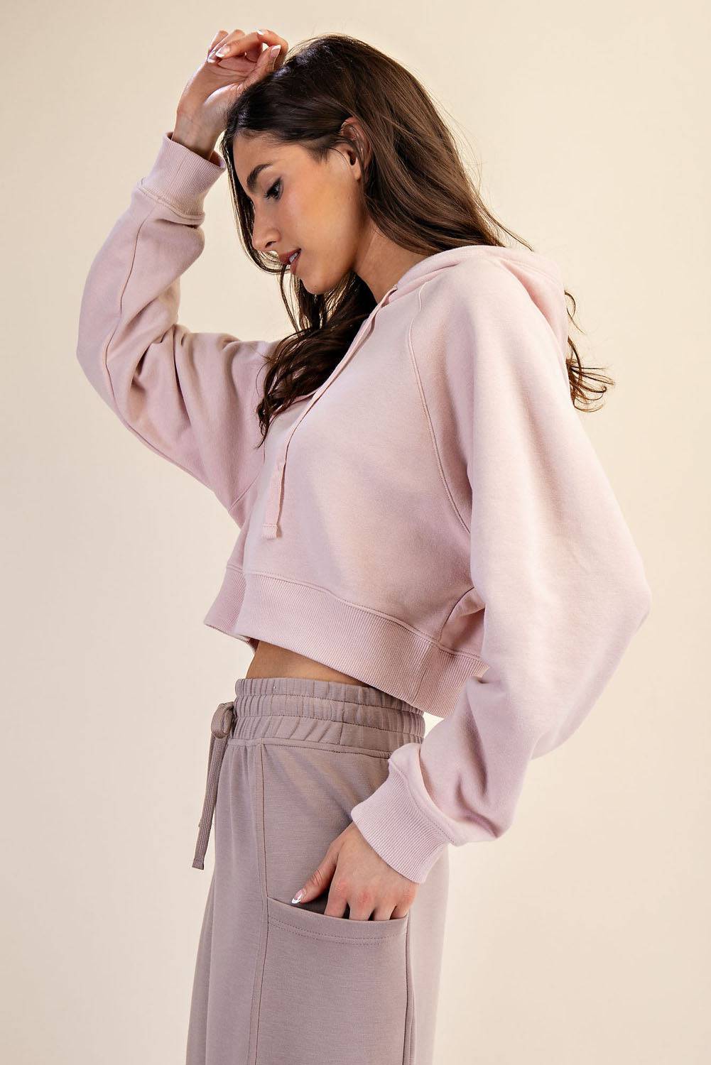 French Terry Crop Hoodie - Hype Up