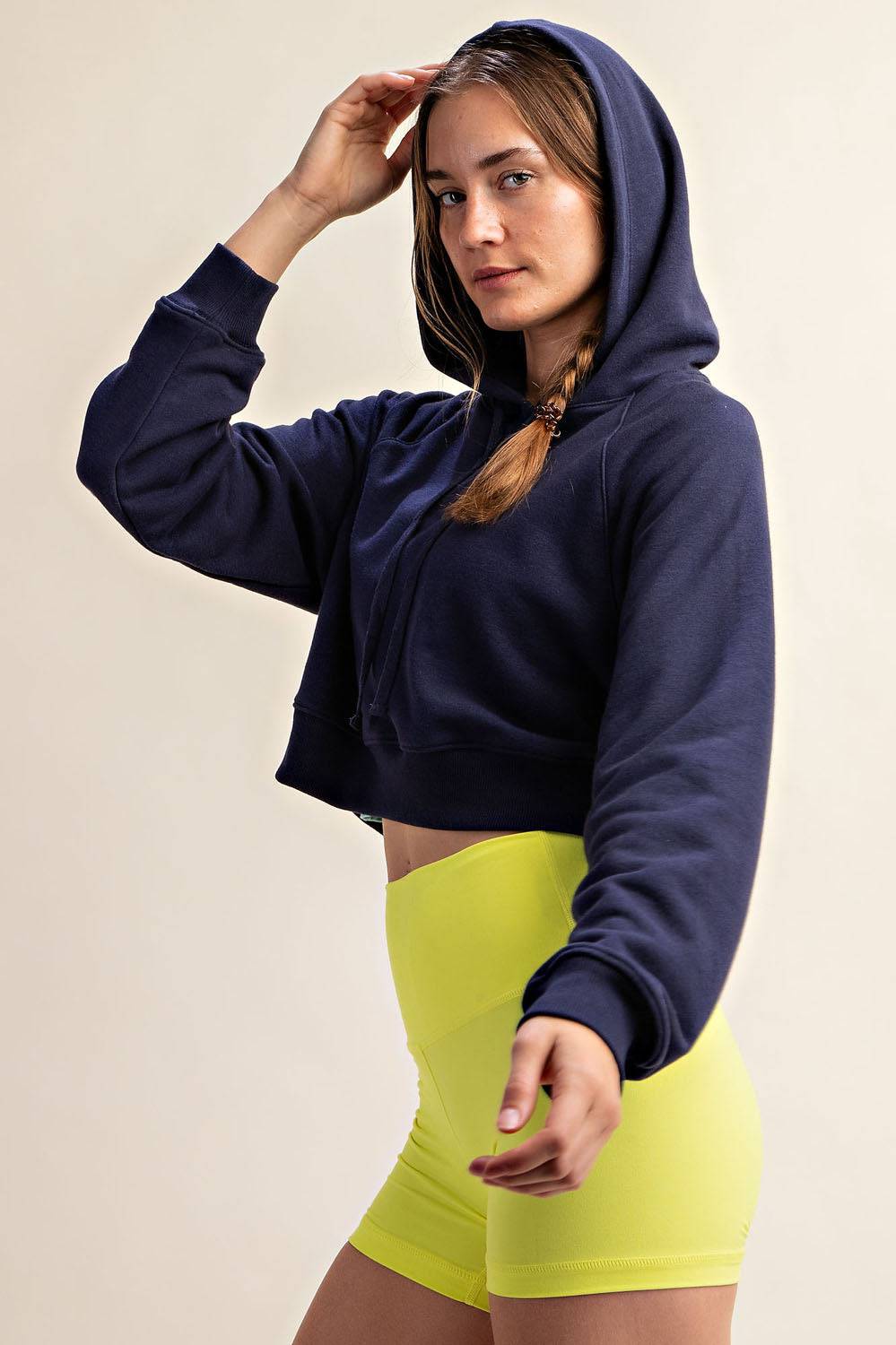 French Terry Crop Hoodie - Hype Up