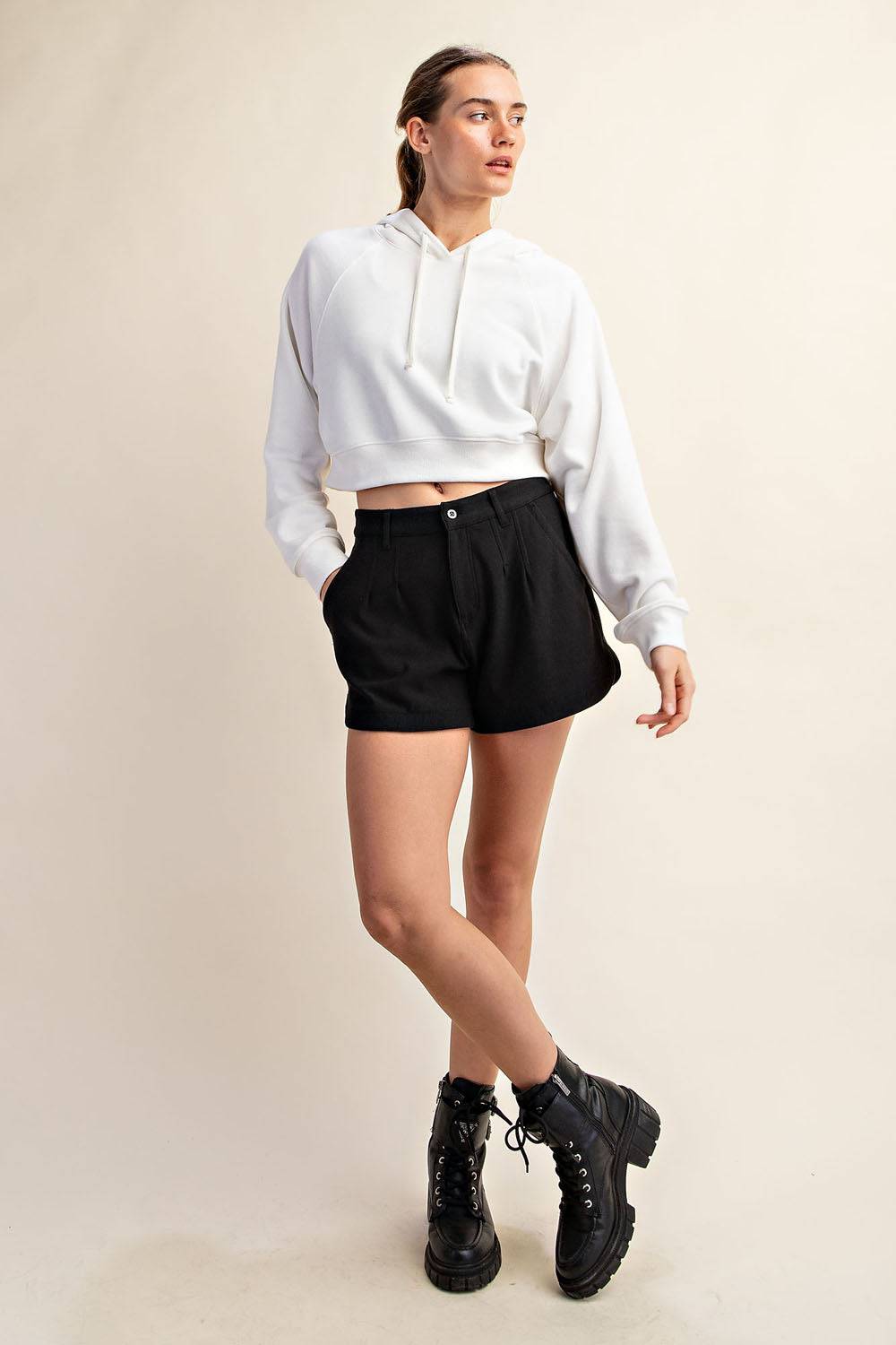 French Terry Crop Hoodie - Hype Up