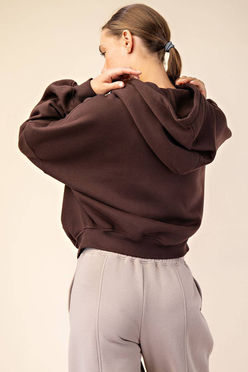 Fleece Quarter Zip Hoodie Jacket - Hype Up