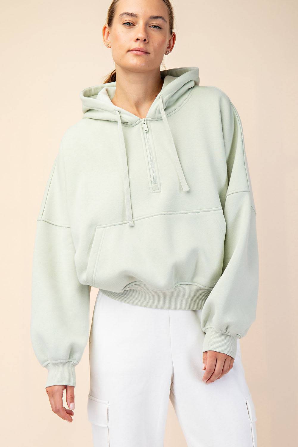 Fleece Quarter Zip Hoodie Jacket - Hype Up