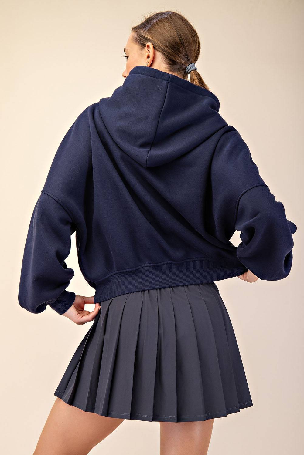 Fleece Quarter Zip Hoodie Jacket - Hype Up