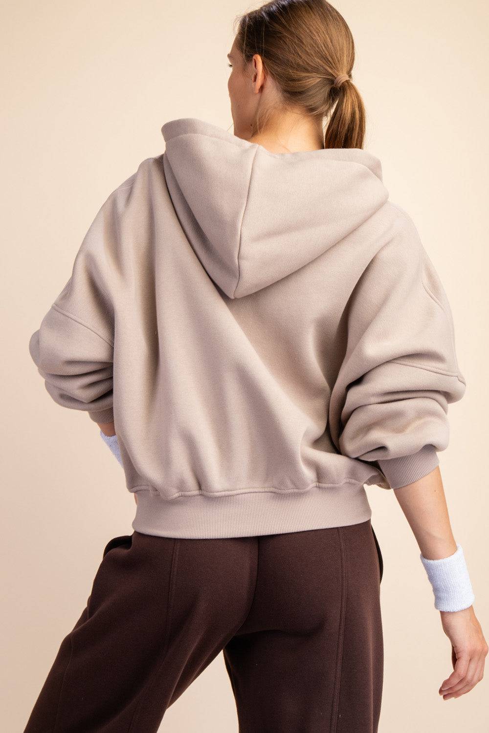 Fleece Quarter Zip Hoodie Jacket - Hype Up