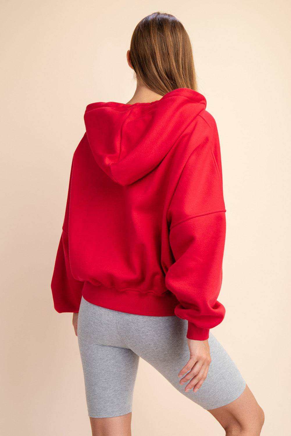 Fleece Quarter Zip Hoodie Jacket - Hype Up