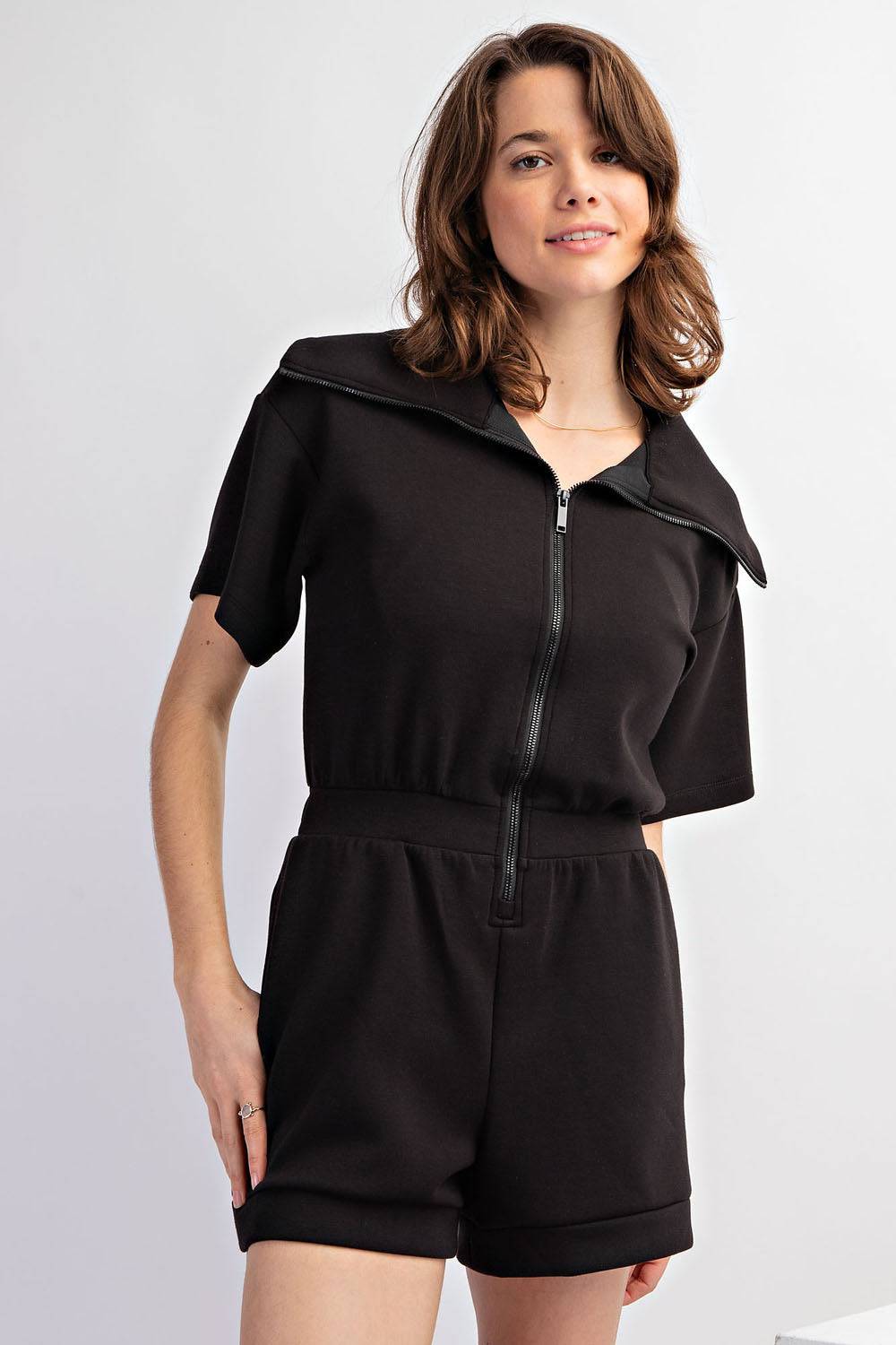 Modal Scuba Short Full Zip Romper - Hype Up