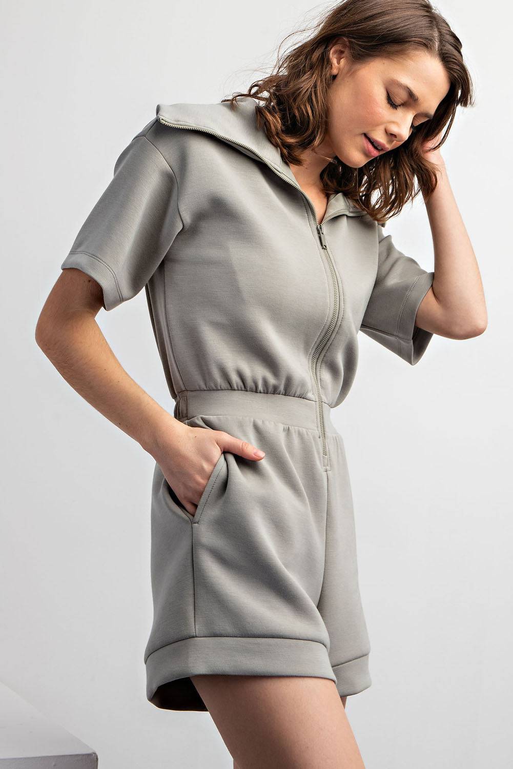 Modal Scuba Short Full Zip Romper - Hype Up