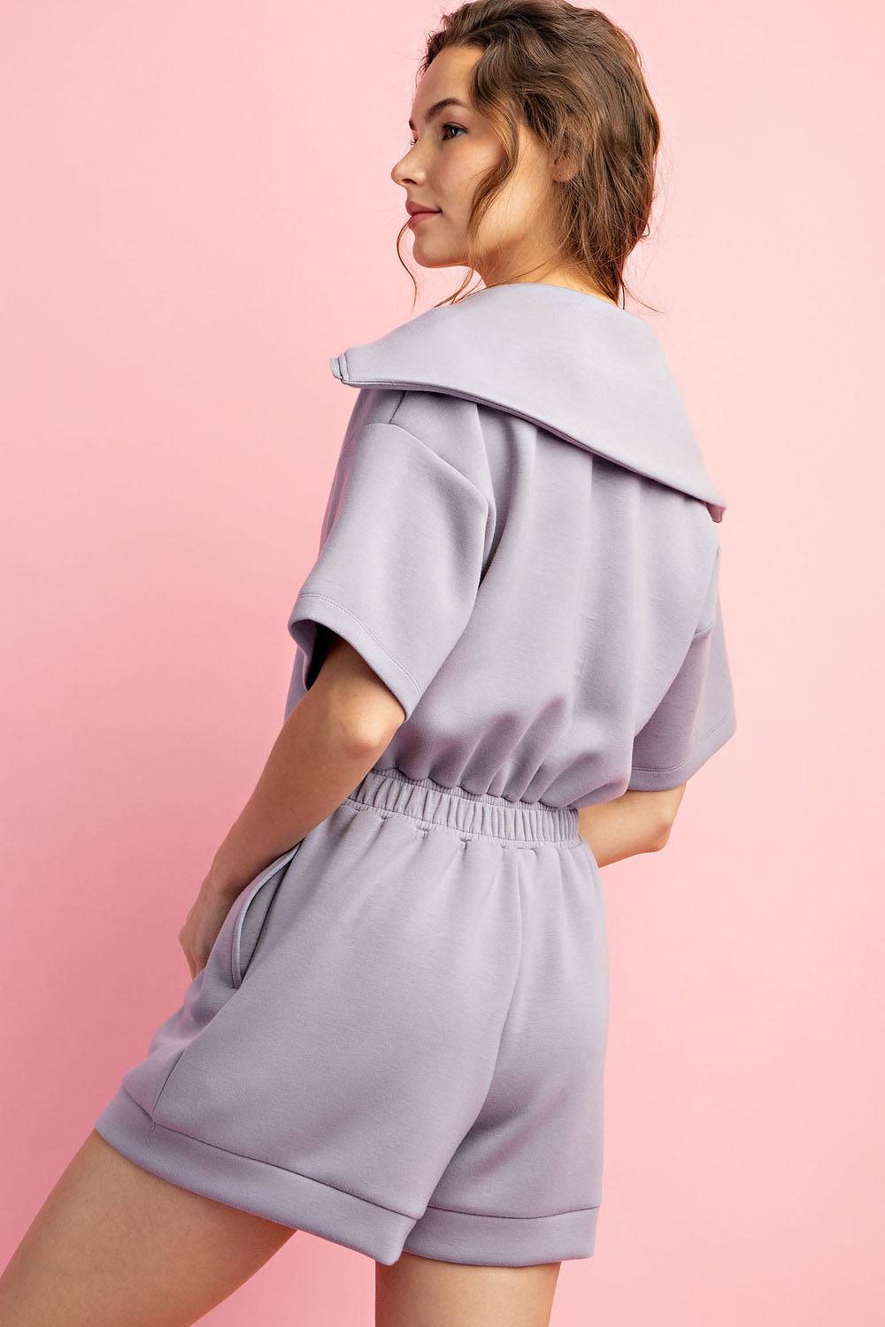 Modal Scuba Short Full Zip Romper - Hype Up