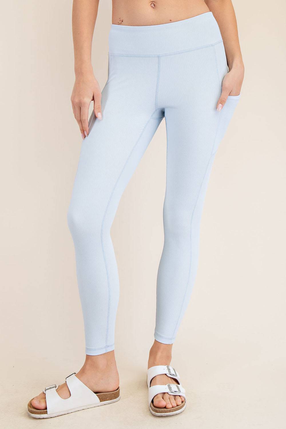 Nylon Rib Yoga Pocket Leggings - Hype Up