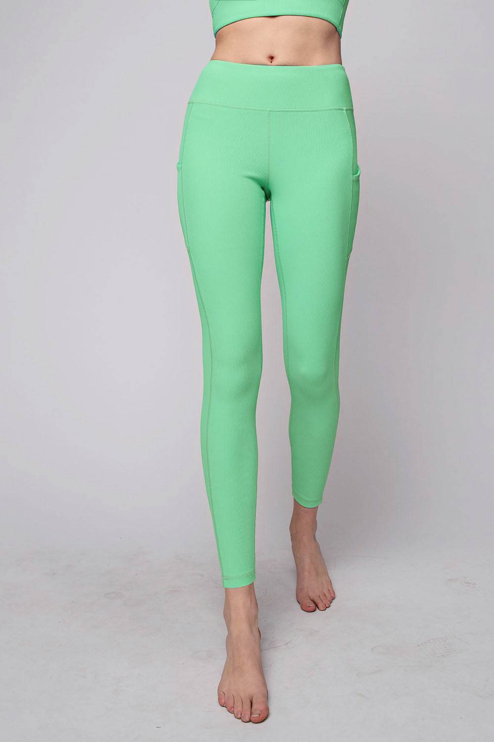 Nylon Rib Yoga Pocket Leggings - Hype Up
