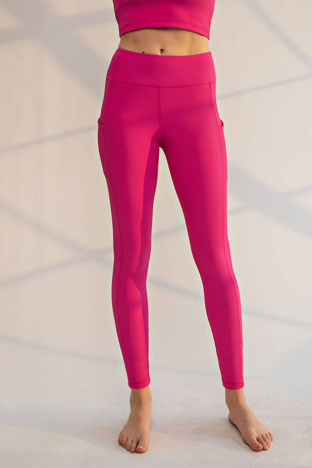 Nylon Rib Yoga Pocket Leggings - Hype Up