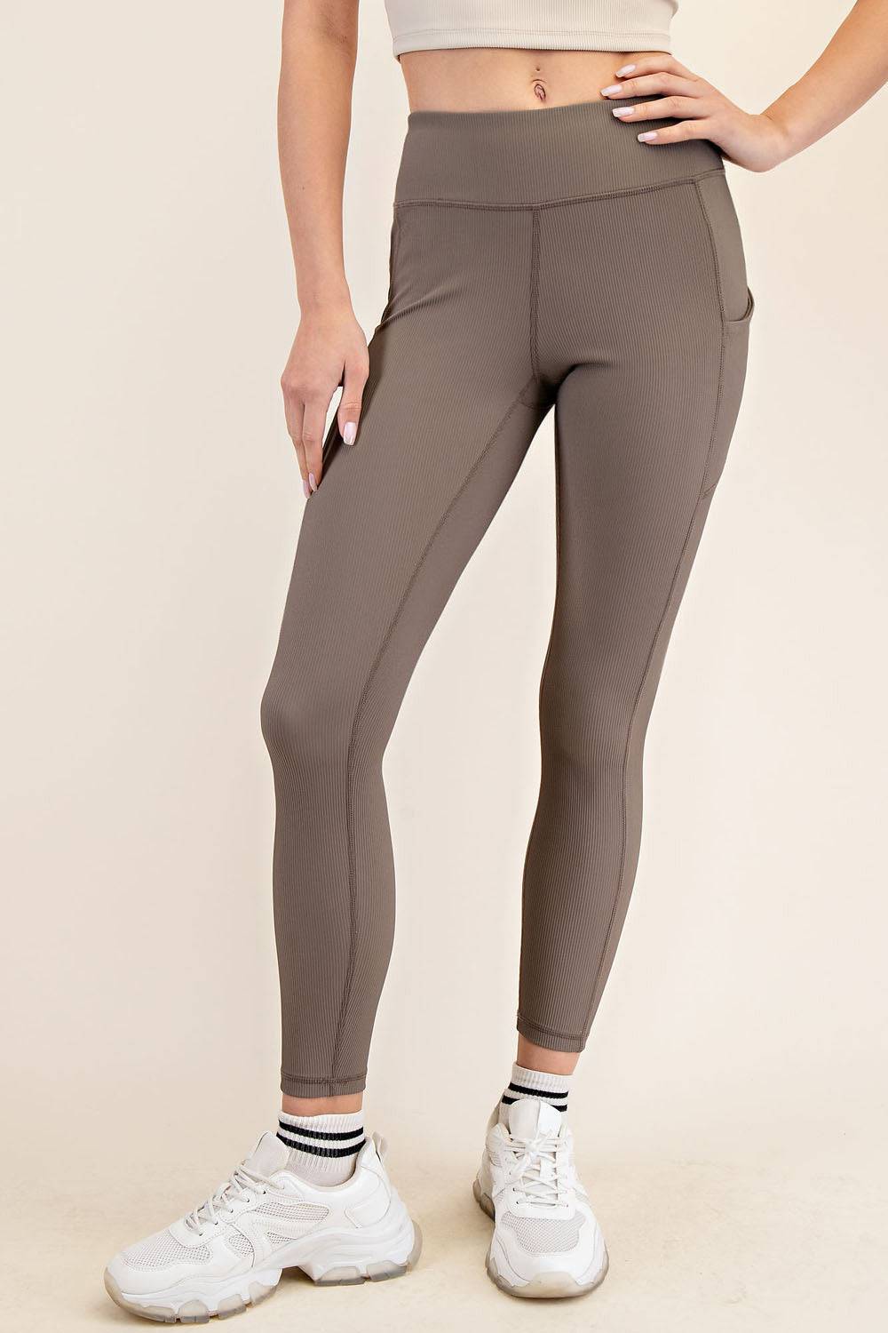 Nylon Rib Yoga Pocket Leggings - Hype Up