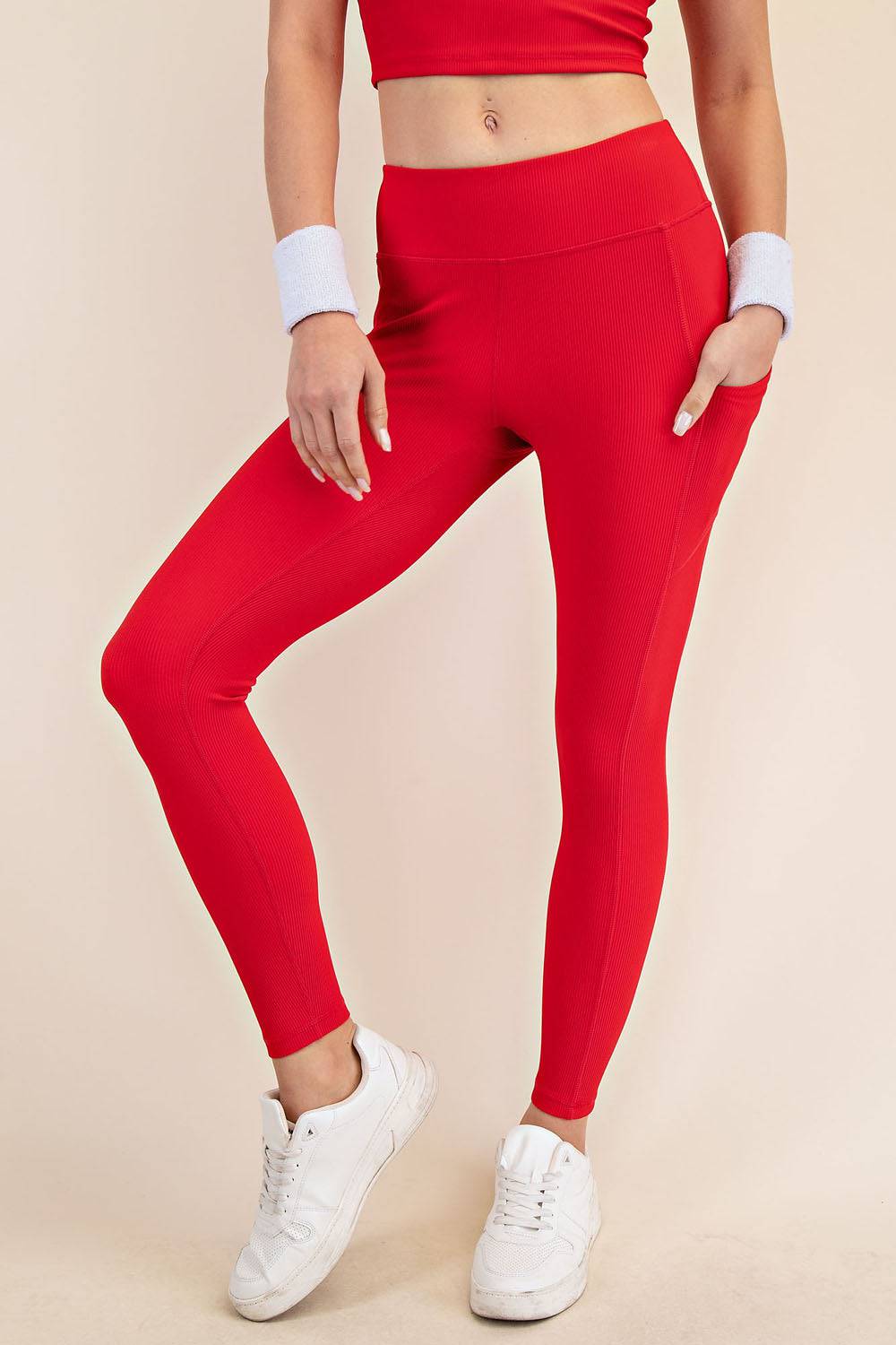 Nylon Rib Yoga Pocket Leggings - Hype Up