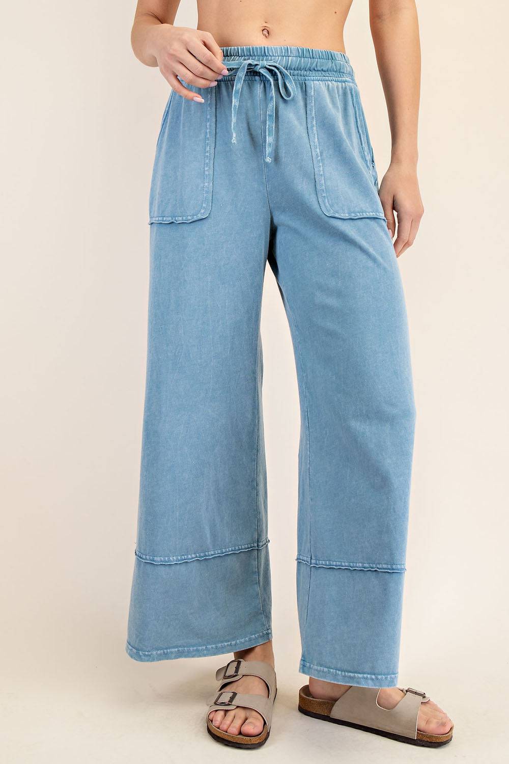 Cotton Poly Cropped Wide Pant - Hype Up