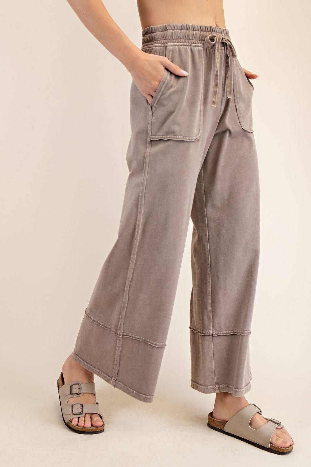 Cotton Poly Cropped Wide Pant - Hype Up