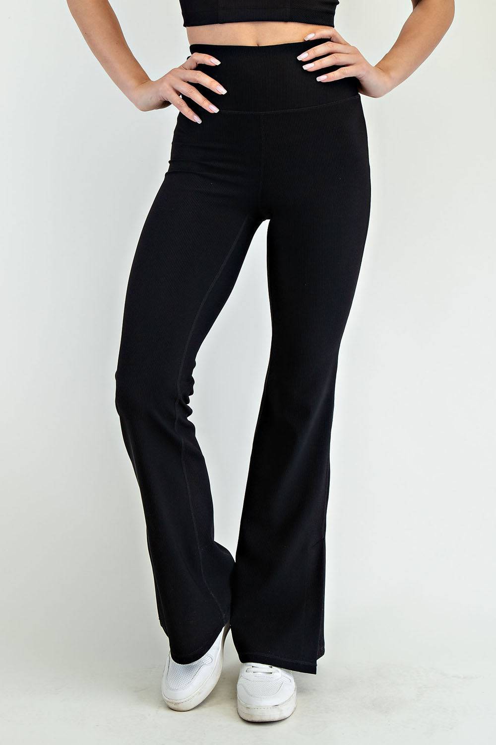 Nylon Rib Flare Leggings - Hype Up