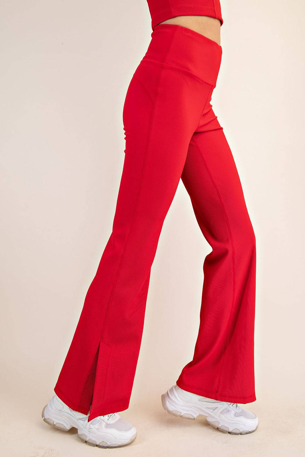 Nylon Rib Flare Leggings - Hype Up