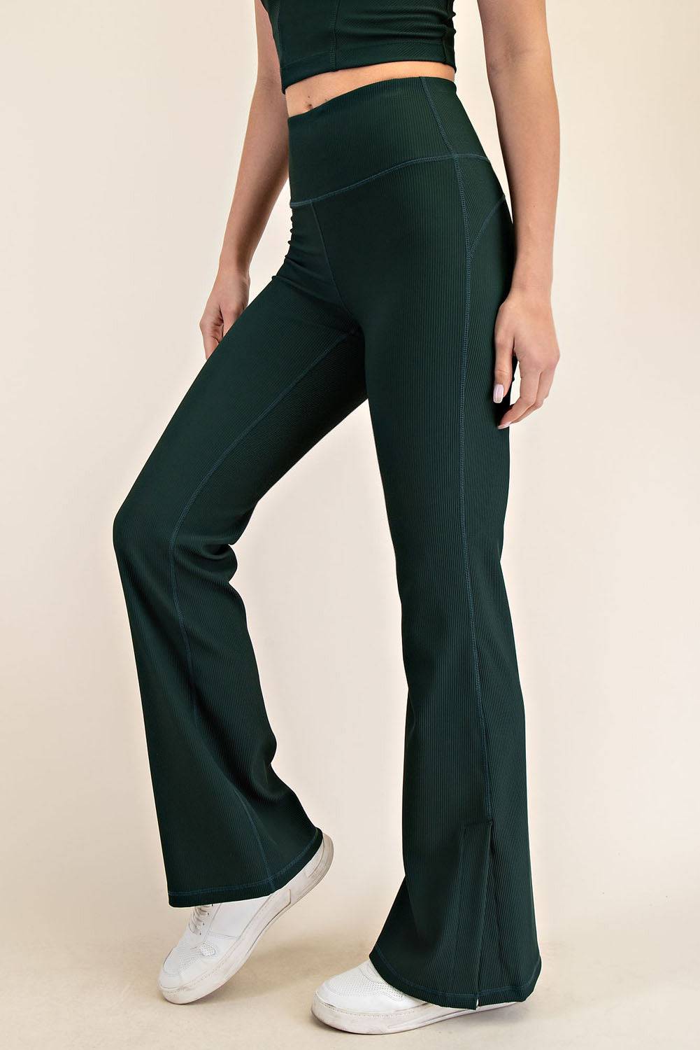 Nylon Rib Flare Leggings - Hype Up