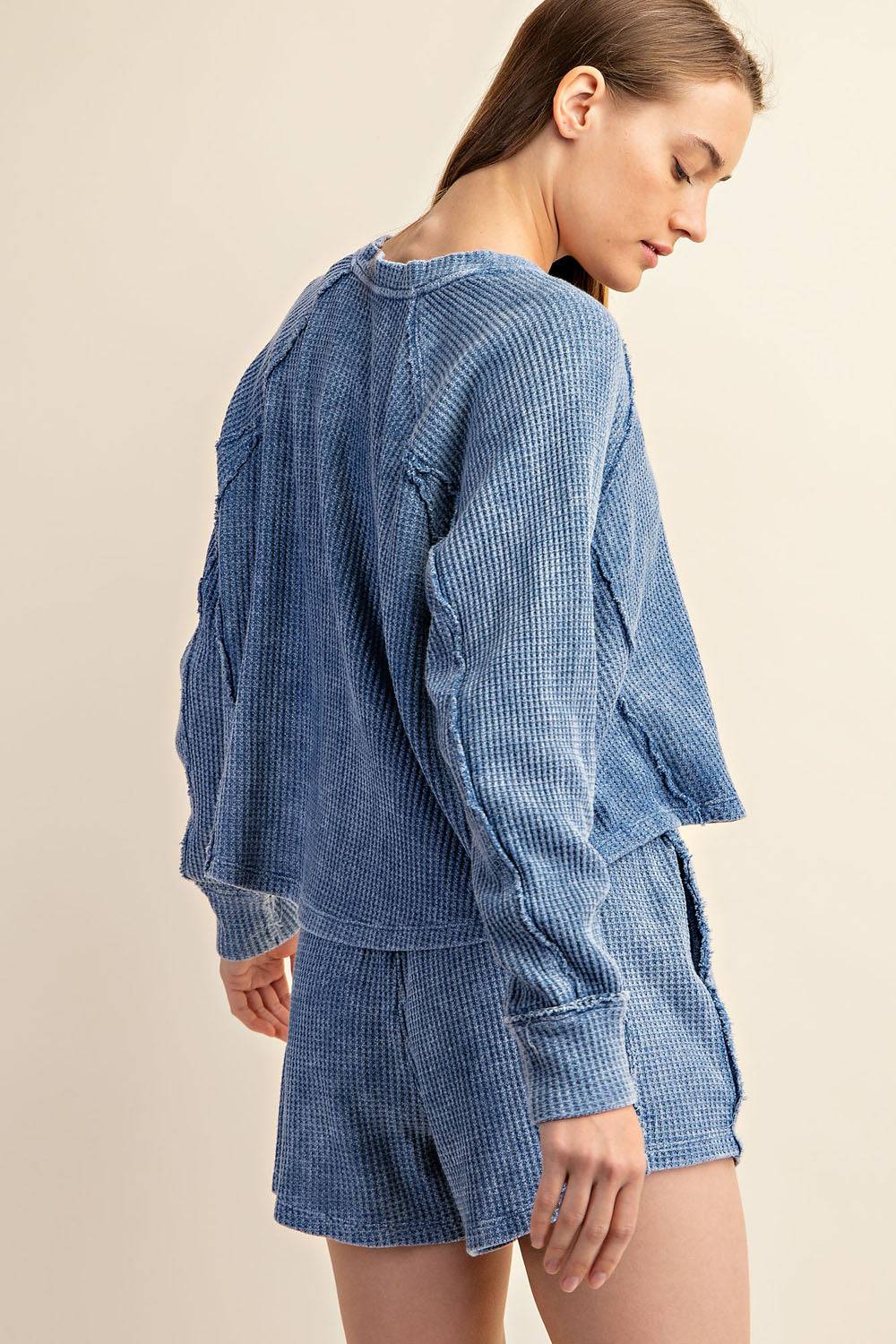 Mineral Washed Waffle Short Set - Hype Up