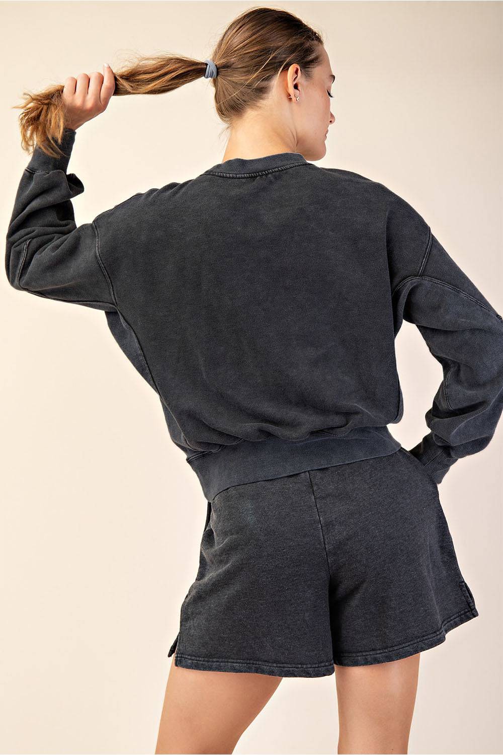 Mineral Washed French Terry Short Set - Hype Up