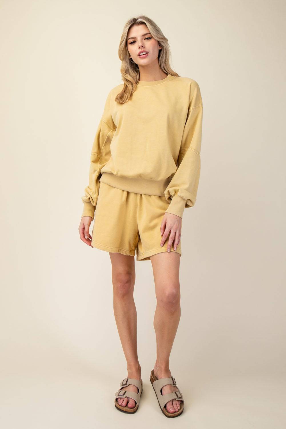 Mineral Washed French Terry Short Set - Hype Up