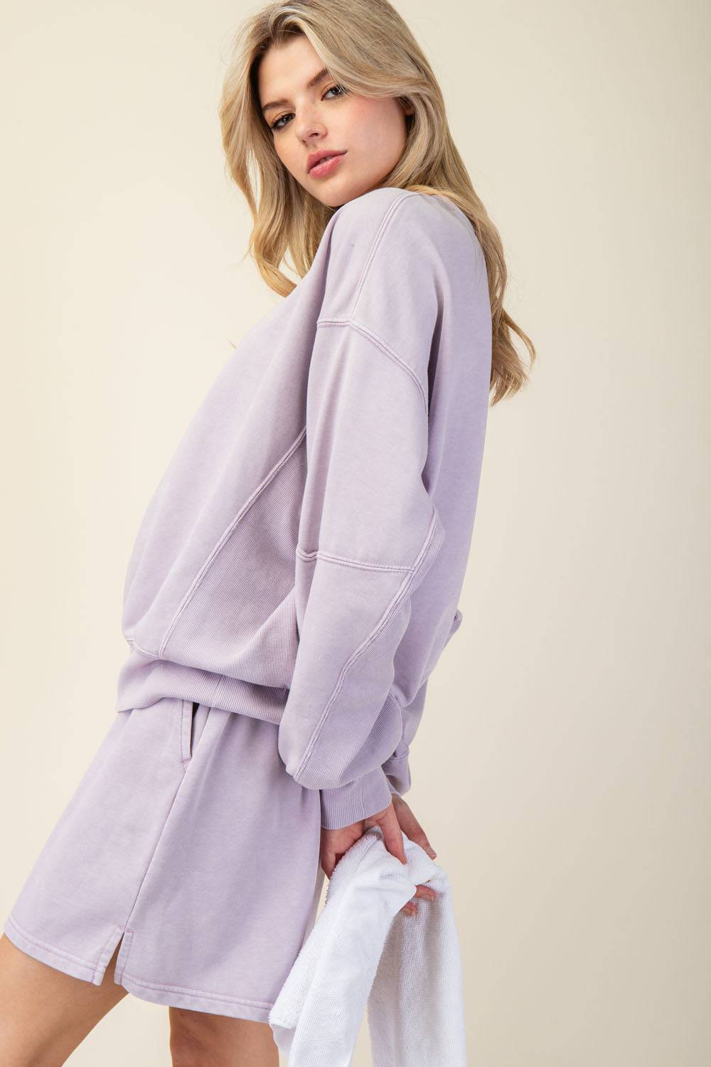 Mineral Washed French Terry Short Set - Hype Up