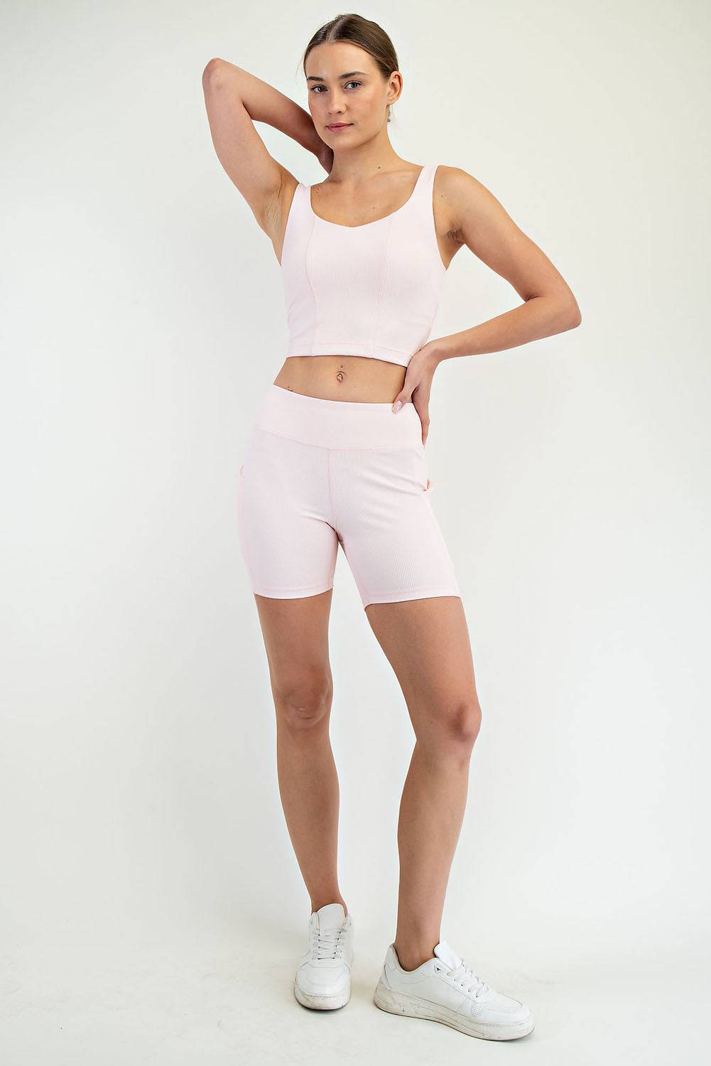 Nylon Rib V-neck Tank - Hype Up