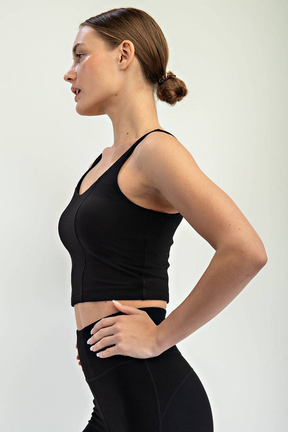 Nylon Rib V-neck Tank - Hype Up