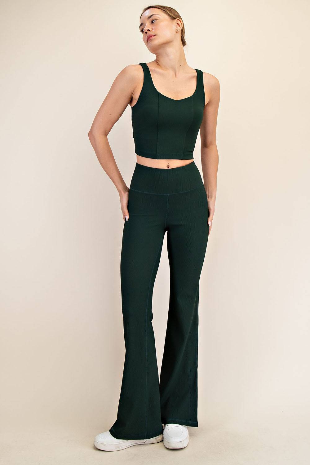 Nylon Rib V-neck Tank - Hype Up