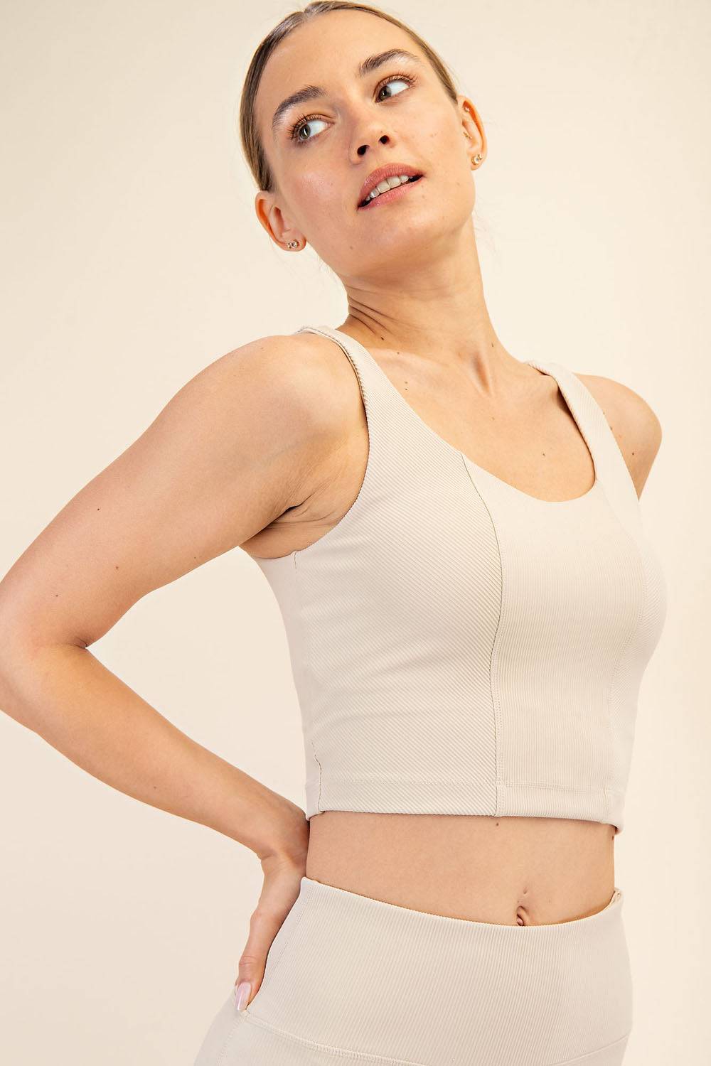 Nylon Rib V-neck Tank - Hype Up