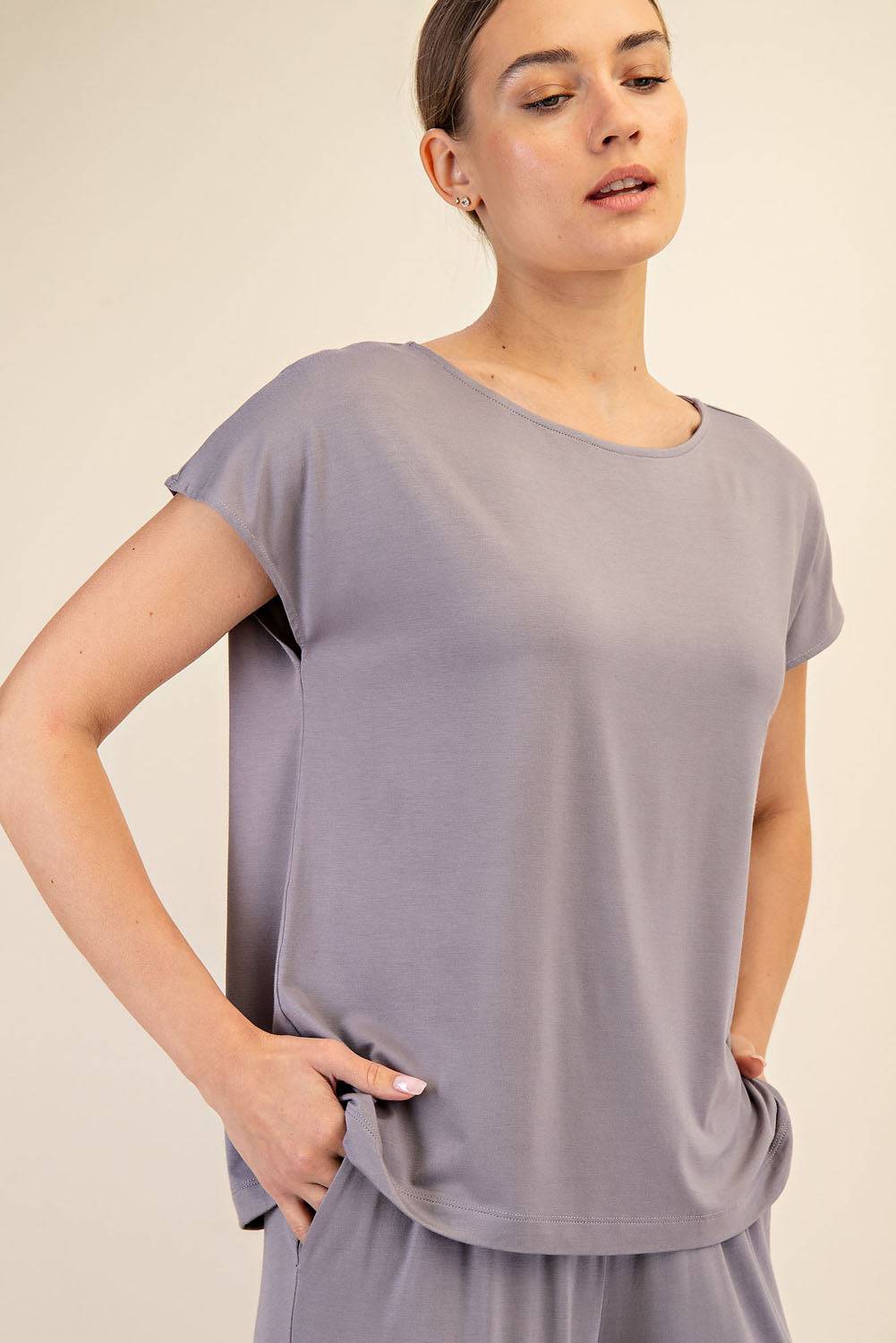 Viscose Modal Boat Neck Top - Hype Up