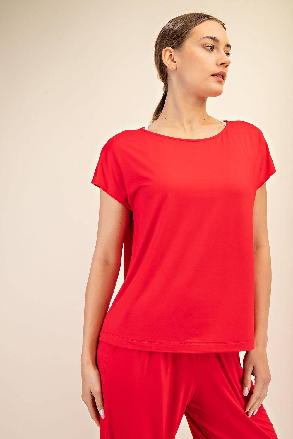 Viscose Modal Boat Neck Top - Hype Up